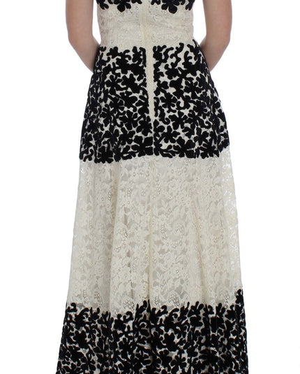 Dolce & Gabbana Floral Lace Ricamo Long Ball Maxi Dress