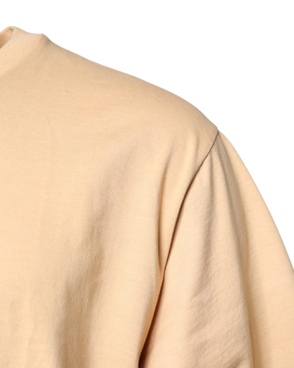 Dolce & Gabbana Beige Cotton Logo Print Crew Neck T-shirt