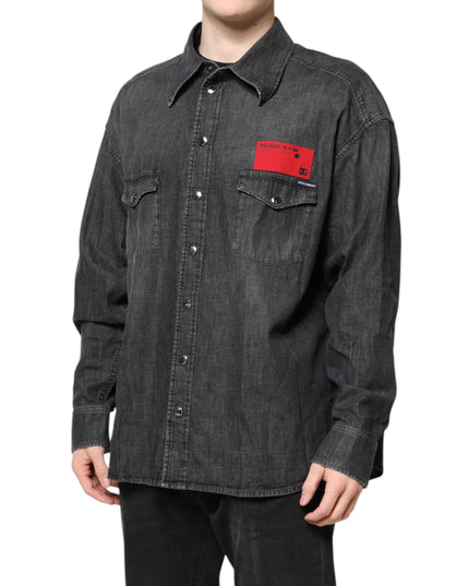 Dolce & Gabbana Gray Long Sleeves Button Down Denim Shirt