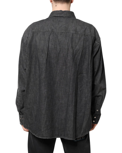 Dolce & Gabbana Gray Long Sleeves Button Down Denim Shirt