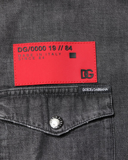 Dolce & Gabbana Gray Long Sleeves Button Down Denim Shirt