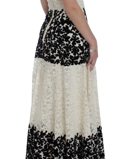 Dolce & Gabbana Floral Lace Ricamo Long Ball Maxi Dress