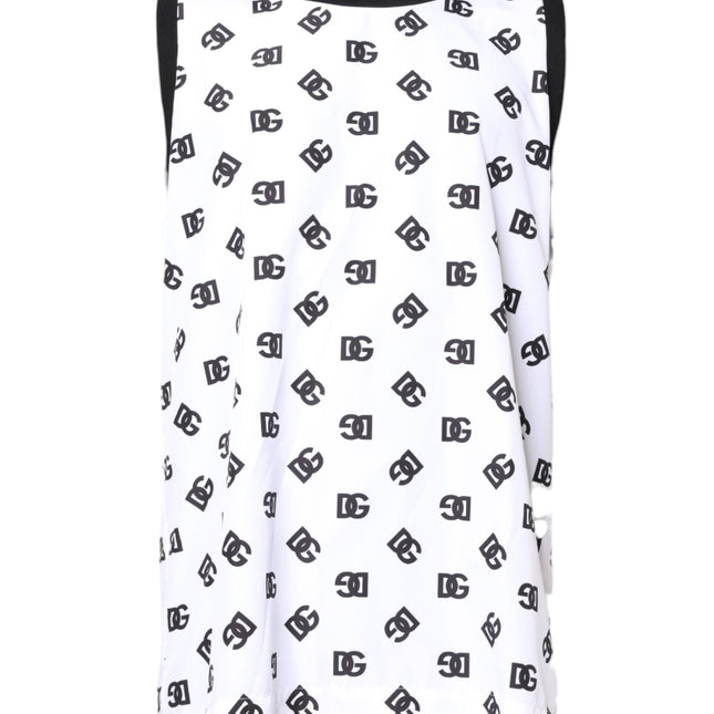 Dolce & Gabbana White Polyester Sleeveless DG Logo T-shirt