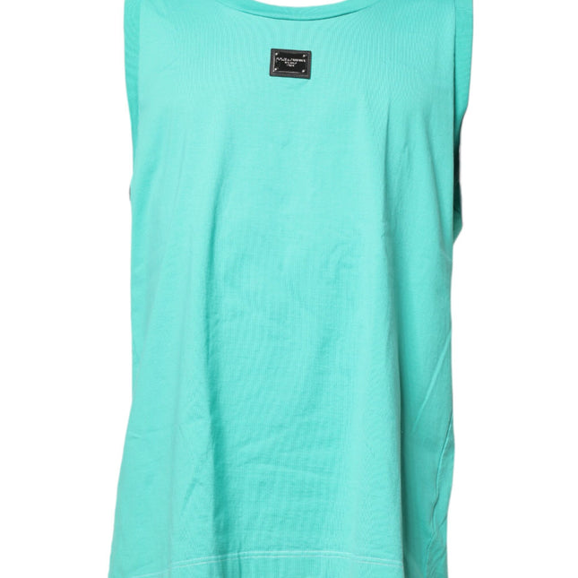 Dolce & Gabbana Green Sleeveless Logo Round Neck T-shirt