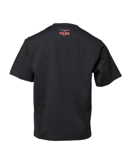 Dolce & Gabbana Black Cotton Graphic Print Crew Neck T-shirt