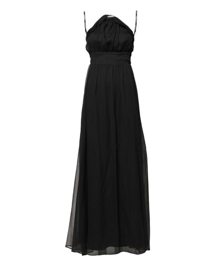 Marciano by Guess Black Tulle Pearl Sleeveless Long Gown Dress