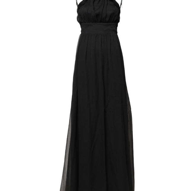 Marciano by Guess Black Tulle Pearl Sleeveless Long Gown Dress