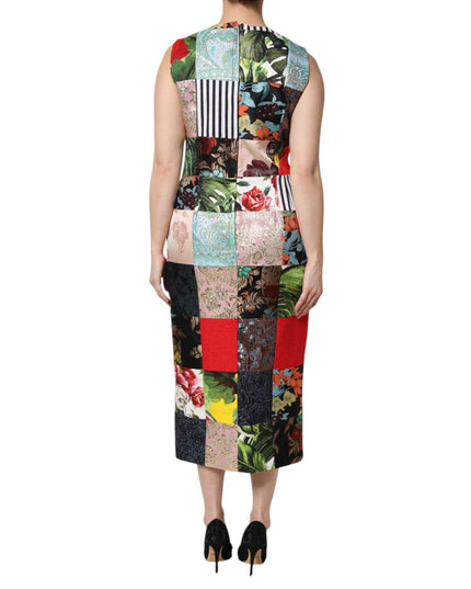Dolce & Gabbana Multicolor Patchwork Sleeveless Sheath Dress