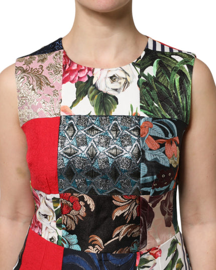 Dolce & Gabbana Multicolor Patchwork Sleeveless Sheath Dress