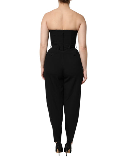 Dolce & Gabbana Black Wool Strapless Romper Jumpsuit Dress