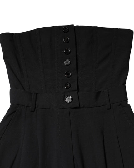 Dolce & Gabbana Black Wool Strapless Romper Jumpsuit Dress