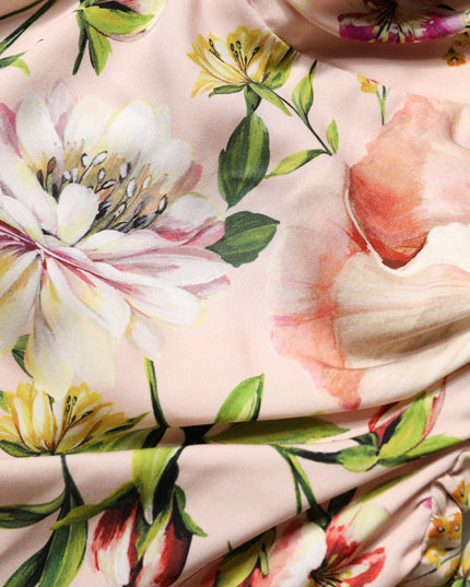 Dolce & Gabbana Pink Floral Silk Fit And Flared Midi Dress