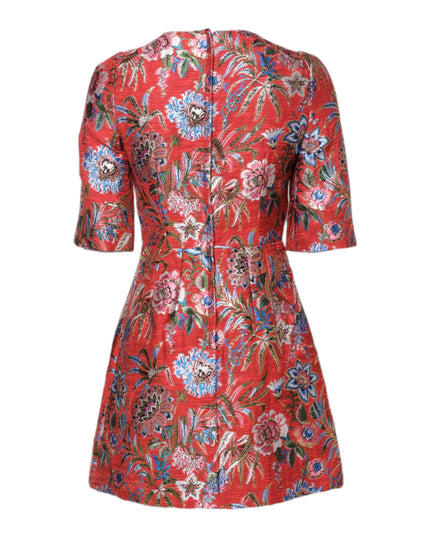 Dolce & Gabbana Red Floral Jacquard A-line Mini Dress