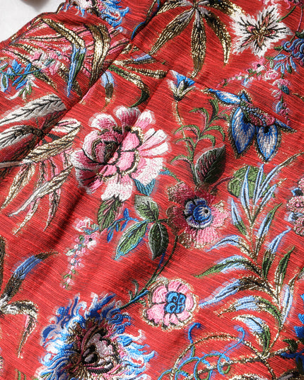 Dolce & Gabbana Red Floral Jacquard A-line Mini Dress