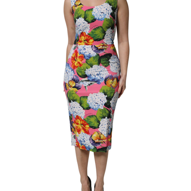 Dolce & Gabbana Multicolor Floral Sleeveless Sheath Dress