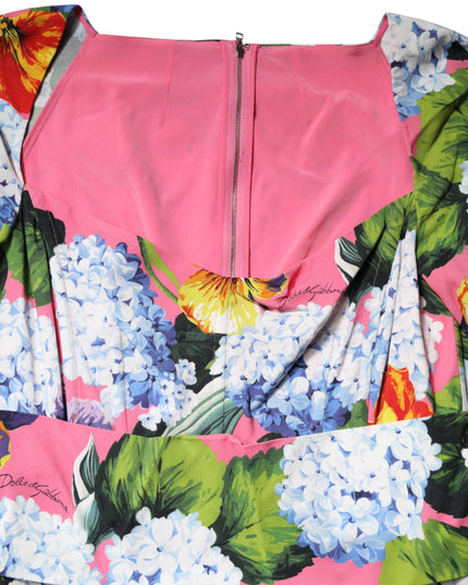 Dolce & Gabbana Multicolor Floral Pleated Sheath Midi  Dress