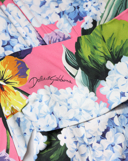 Dolce & Gabbana Multicolor Floral Pleated Sheath Midi  Dress