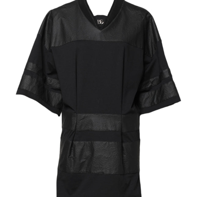 Dolce & Gabbana Black Cotton Short Sleeves V-neck T-shirt