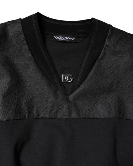 Dolce & Gabbana Black Cotton Short Sleeves V-neck T-shirt