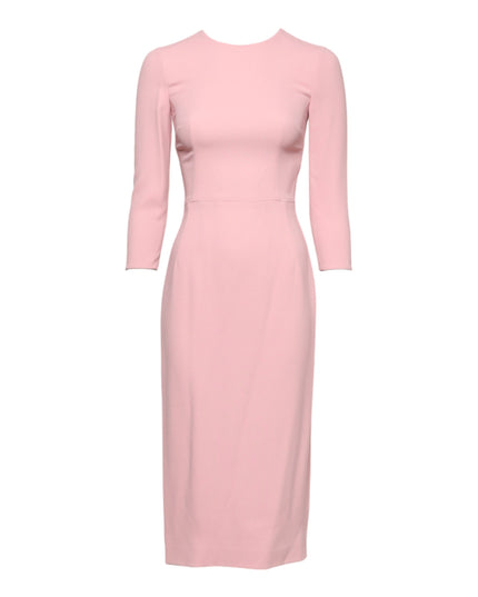 Dolce & Gabbana Pink Viscose 3/4 Sleeves Sheath Midi Dress