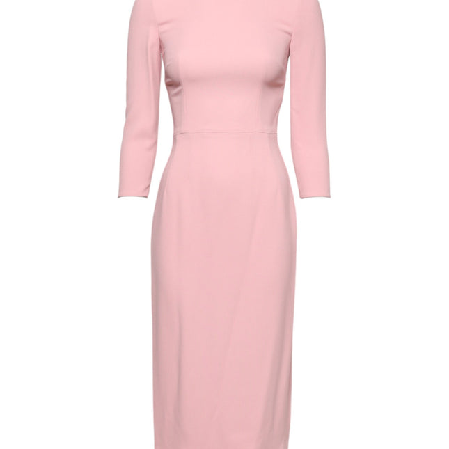Dolce & Gabbana Pink Viscose 3/4 Sleeves Sheath Midi Dress
