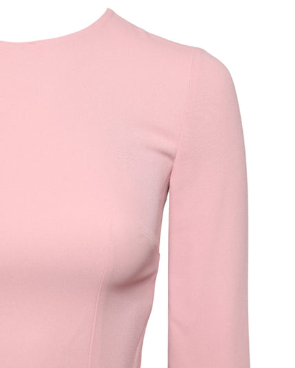 Dolce & Gabbana Pink Viscose 3/4 Sleeves Sheath Midi Dress
