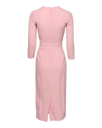 Dolce & Gabbana Pink Viscose 3/4 Sleeves Sheath Midi Dress