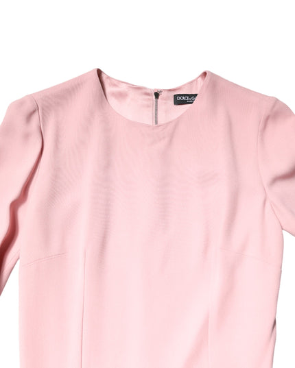 Dolce & Gabbana Pink Viscose 3/4 Sleeves Sheath Midi Dress