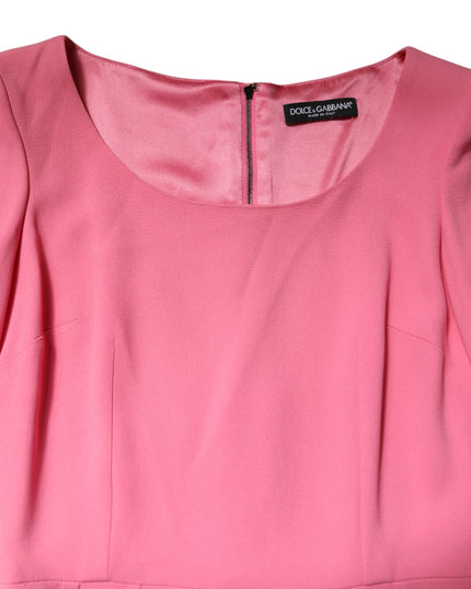 Dolce & Gabbana Pink Viscose Short Sleeve Sheath Midi Dress