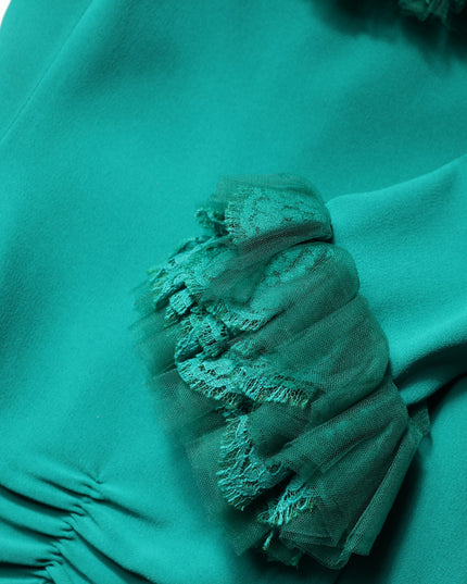 Dolce & Gabbana Green Lace Off Shoulder Sheath Mini Dress