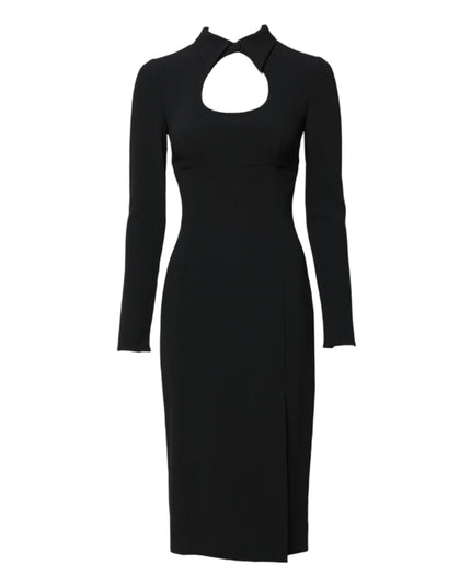 Dolce & Gabbana Black Long Sleeves Bodycon Sheath Midi Dress