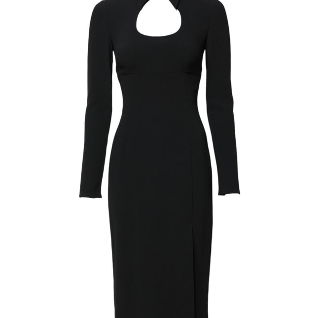 Dolce & Gabbana Black Long Sleeves Bodycon Sheath Midi Dress