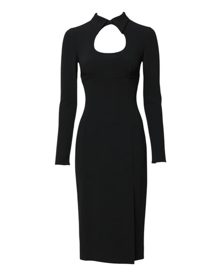 Dolce & Gabbana Black Long Sleeves Bodycon Sheath Midi Dress