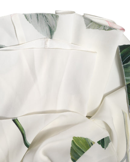 Dolce & Gabbana White Floral One Shoulder Sheath Midi Dress