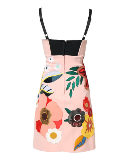 Dolce & Gabbana Pink Floral Print Spaghetti Strap Mini Dress