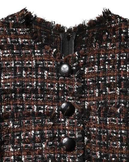 Dolce & Gabbana Brown Tweed Short Sleeves A-line Mini Dress