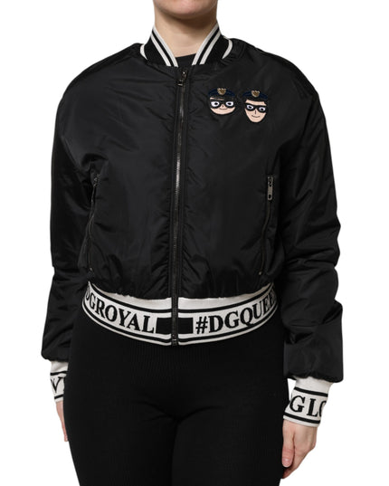 Dolce & Gabbana Black Nylon #DGFamily Full Zip Bomber Jacket