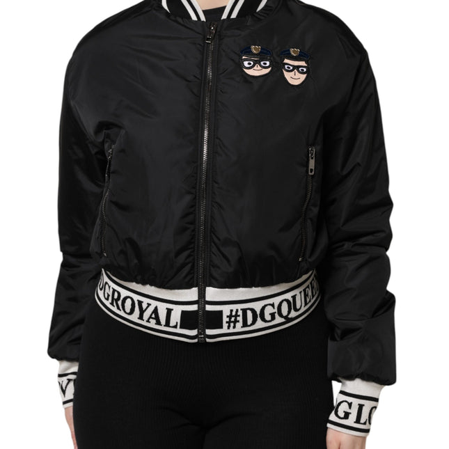Dolce & Gabbana Black Nylon #DGFamily Full Zip Bomber Jacket