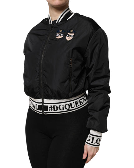 Dolce & Gabbana Black Nylon #DGFamily Full Zip Bomber Jacket