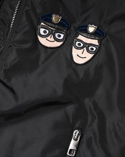 Dolce & Gabbana Black Nylon #DGFamily Full Zip Bomber Jacket