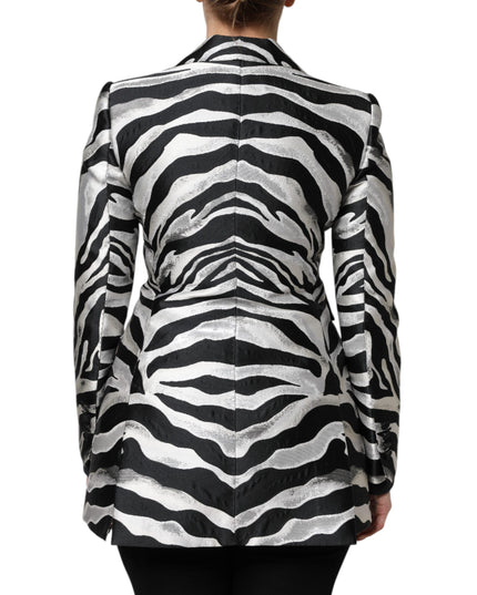 Dolce & Gabbana Black White Polyester Women Blazer Jacket