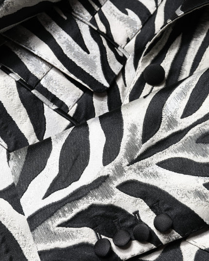 Dolce & Gabbana Black White Polyester Women Blazer Jacket