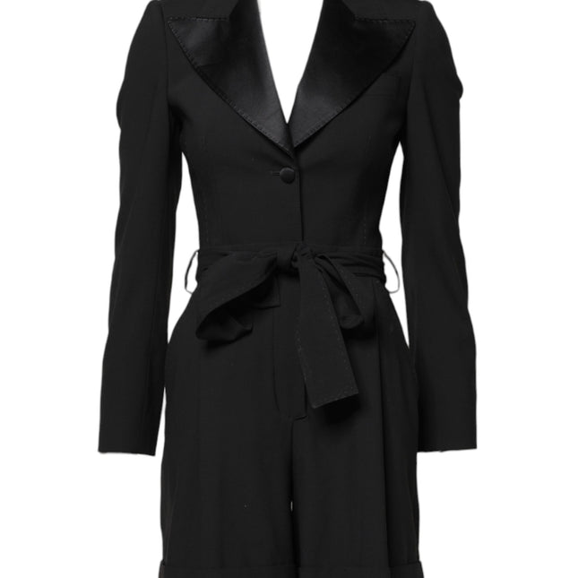 Dolce & Gabbana Black Wool Jumpsuit Dress Women Coat Jacket