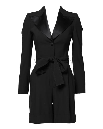 Dolce & Gabbana Black Wool Jumpsuit Dress Women Coat Jacket