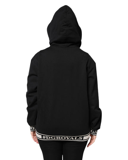 Dolce & Gabbana Black Cotton Hooded Full Zip Sweatshirt Sweater