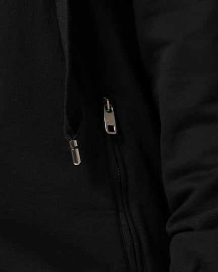 Dolce & Gabbana Black Cotton Hooded Full Zip Sweatshirt Sweater