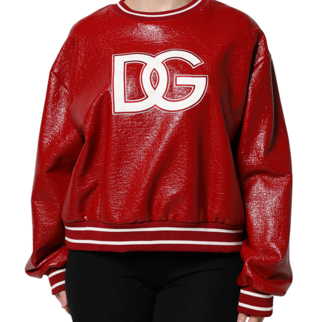 Dolce & Gabbana Red Wool DGLogo Embroidery Pullover Sweater