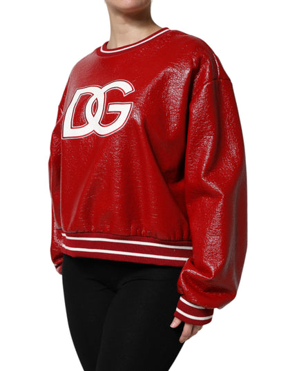 Dolce & Gabbana Red Wool DGLogo Embroidery Pullover Sweater