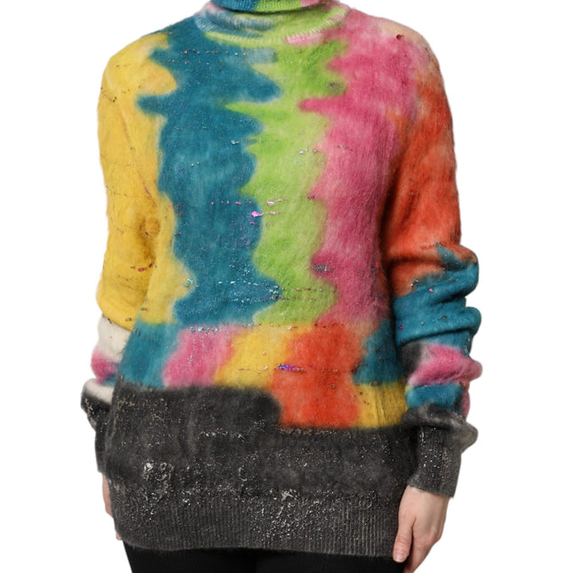 Dolce & Gabbana Multicolor Mohair Turtleneck Pullover Sweater