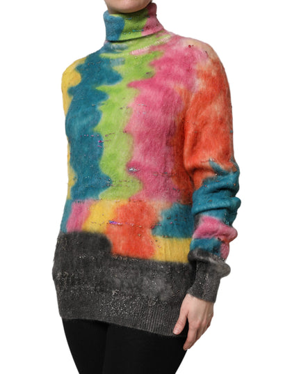 Dolce & Gabbana Multicolor Mohair Turtleneck Pullover Sweater
